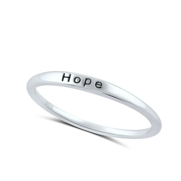 Sterling Silver Thin Stackable Hope Ring for Women and Teens - Size 4
