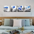 thumbnail image 5 of Wall art 4 Panel Modern Salon Theme Black and White Plant The Blue flower Flower Abstract Painting Still Life Canvas Wall Art for Home Decor Flower Canvas Print For Living Room Decor, 5 of 6