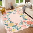thumbnail image 2 of Garvee 5'x7' Floral Area Rugs, Washable Boho Rugs Ultra Soft Print Carpet, Non-Slip Low Pile Rug Stain Resistant Distressed Indoor Rugs for Living Room Bedroom Dining Room, Pink, 2 of 9