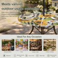 thumbnail image 6 of Round Outdoor Tablecloth with Umbrella Hole and Zipper, Sunflowers Tablecloth with Elastic Waterproof, Yellow Flowers Butterfly Farmhouse Black Plaid Patio Table Covers for 45" - 54" Pool Tables, 6 of 9