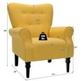 thumbnail image 2 of Gymax Set of 2 Modern Accent Chairs w/ Tufted Back & Rubber Wood Legs Yellow, 2 of 9