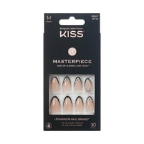 KISS Masterpice Press on Nails, Perfection, Black, Medium Almond, 30 Count