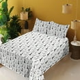 thumbnail image 2 of Ambesonne Giraffe Fitted & Flat Sheet with Shams 4 Pcs Set, Minimal Animal Themed Print, Queen, Taupe Coconut and White, 2 of 5