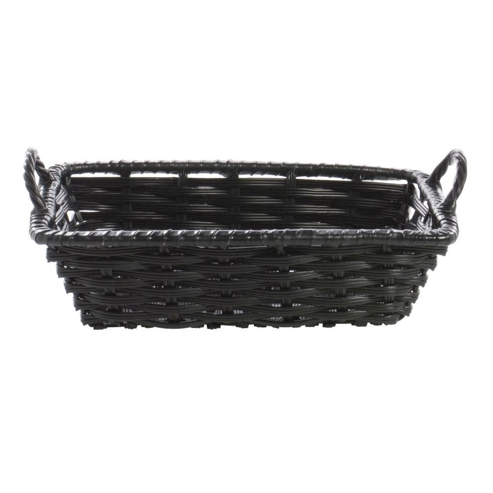 HUBERT® Black Storage Basket with Handles Plastic - 11"L x 8"W x 3"H