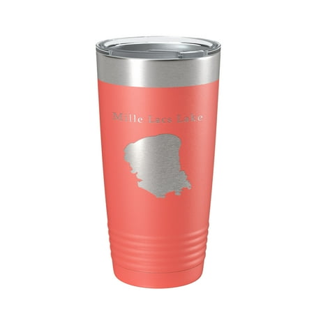 

Mille Lacs Lake Map Tumbler Travel Mug Insulated Laser Engraved Coffee Cup Minnesota 20 oz Coral