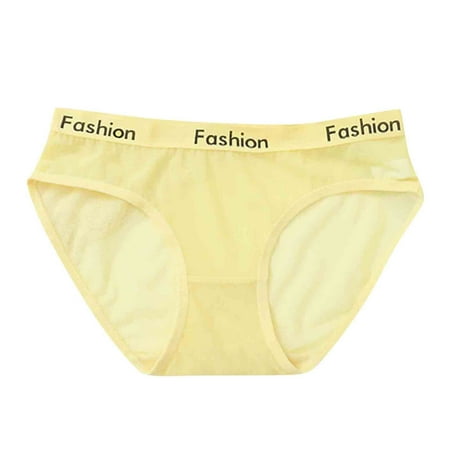 

Kddylitq Women s Mid Waist Underwear Breathable No Show Soft Briefs Bikini Underwear Yellow L