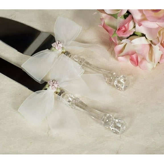 Porcelain Rose Bouquet Wedding Cake Server Set
