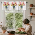 thumbnail image 5 of Watercolors Yellow Red Flowers Window Valance Curtain Wood Grain Rod Pocket Short Curtain for Living Room, Bedroom & Kitchen Window Decor 54x18in, 5 of 8