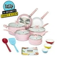 thumbnail image 4 of Tasty Ceramic Non-Stick 16-Piece Cookware Set, Titanium-Reinforced, Dishwasher Safe, Pink, 4 of 8