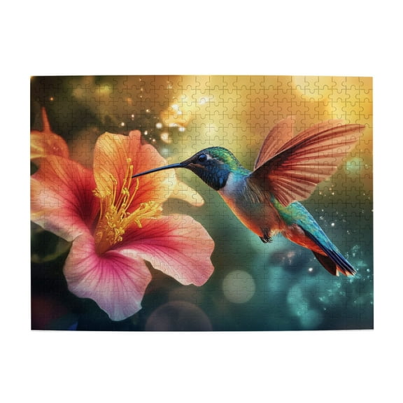 500 pcs 500 Piece Wooden Puzzles Hummingbirds collect honey,Challenging Brain Exercise,Unique and Beautiful Design,Modern Art Hummingbirds collect honey Puzzle 500 Piece,Stress relieving puzzle