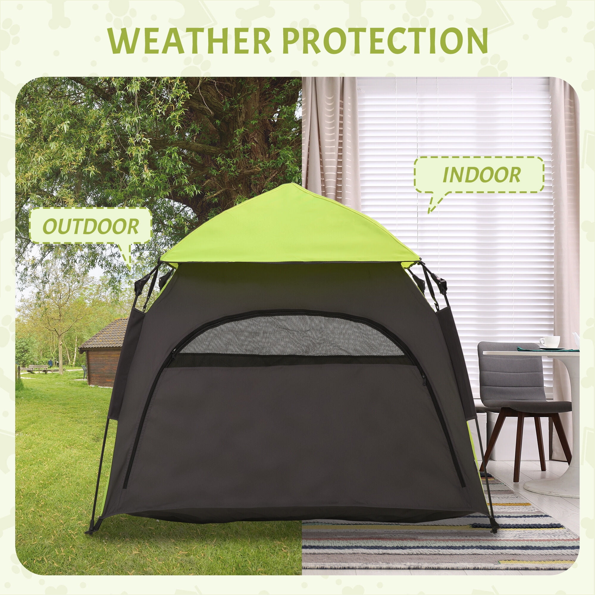 Orthopedic Dog Bed, PawHut Pop Up Dog Tent for Extra Large and Large Dogs, Portable Pet Camping Tent with Carrying Bag for Beach, Backyard, Home, Green, Green Dog Bed,Fabric Cat Bed