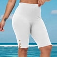 thumbnail image 4 of GigrtiJin Women's Plus Size Shorts Stretch Waist Yoga Athletic Shorts Knee Length Solid Color Slimming Shorts with Pockets, 4 of 5