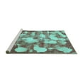 thumbnail image 2 of Ahgly Company Machine Washable Indoor Round Abstract Turquoise Blue Modern Area Rugs, 5' Round, 2 of 4