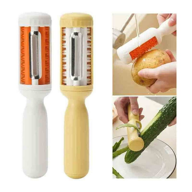 Pelador de frutas y verduras multifuncional 2 en 1 y cuchillo para pelar | Caja de almacenamiento incorporada | Utensilio de cocina moderno para patatas, manzanas, zanahorias, pepinos | Fácil de