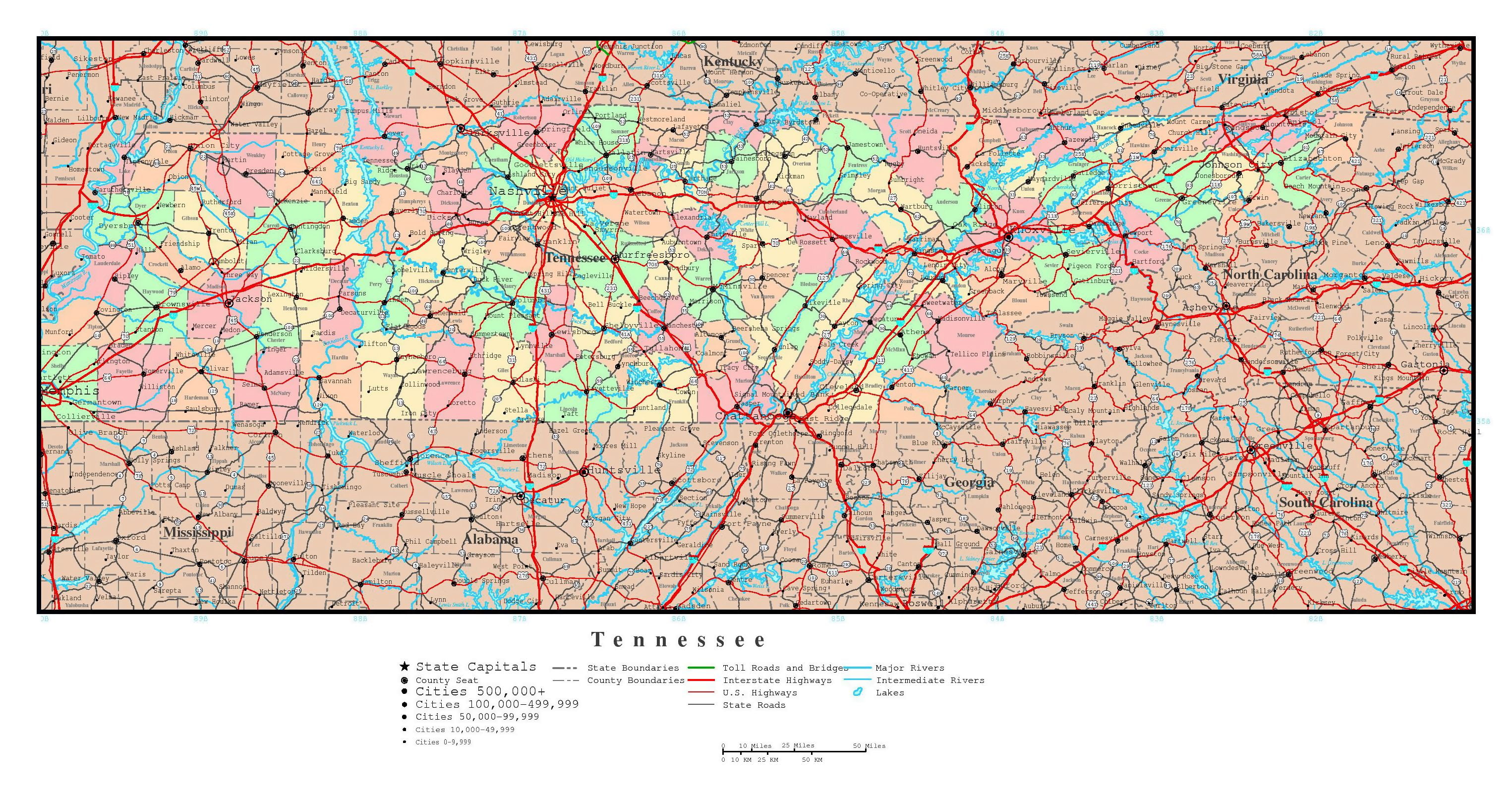 Tn County Map With Roads