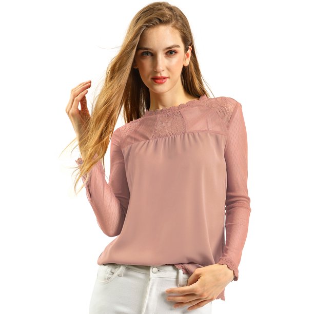 CamiDe GaCon Cuello Redondo Y BluCampesiDe ManLarCon Panel Floral De Encaje PaMujer Rooscuro M