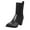 Black 1, variant on Wensltd Black Mid Calf Boots for Women Chunky Round Toe Leather Boots Low Block Heel Tall Boots Zipper