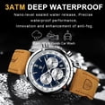 thumbnail image 3 of Poedagar Luxury Man Leather Quartz Watch Waterproof Chronograph Luminous Men's Casual Wristwatch, 3 of 5