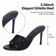 thumbnail image 3 of CHICVOMEY Womens Lace Letter Heel Sandals Open Toe Slip On High Heel Slides Sheer Mesh Spool Heel Party Heels for Club Wedding Evening Wear, 3 of 7