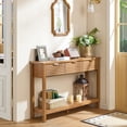 thumbnail image 5 of LEYAOYAO Fluted 47.2" Console Table with 3 Drawers & Open Shelf, Modern 2-Tier Wood, Boho Sofa Table for Living Room, Hallway, Entrance Foyer, Brown, 5 of 8