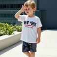 thumbnail image 5 of OGLCCG Toddler Boys Clothing Sets 4th of July Independence Day Short Sleeve Crewneck Tee and Striped Shorts Summer Casual Short Outfit Set 3-8 Years, 5 of 5