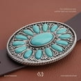 thumbnail image 5 of Western Oval Belt Buckle, Turquoise Flower Design, Fits 1.5 Inch Belts HRBK T6339, 5 of 7