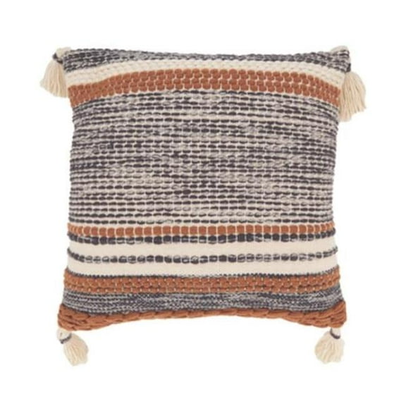 Color Band Fringed Outdoor Throw Pillow Cover