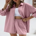thumbnail image 3 of Trendy Button Down Shirt and Shorts Set for Women, 3 of 6