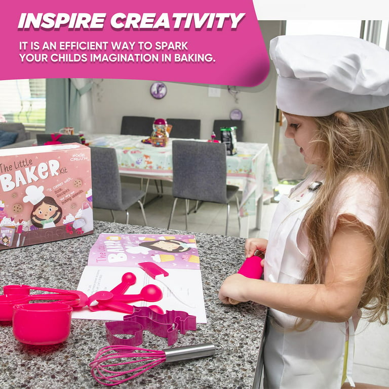 Pixie Crush The Little Baker Kit Mini Baking Set for Kids - DIY Cooking Kit Includes Chef, Pink