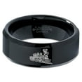 thumbnail image 2 of Tungsten Train Trains Transportation Cargo Rail Band Ring 8mm Men Women Comfort Fit Black Beveled Edge Polished, 2 of 4