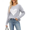 thumbnail image 2 of Gupgi Chandail Femme Cœur Amour Manches Longues Col Rond Saint-Valentin Tricot chandail, 2 of 9