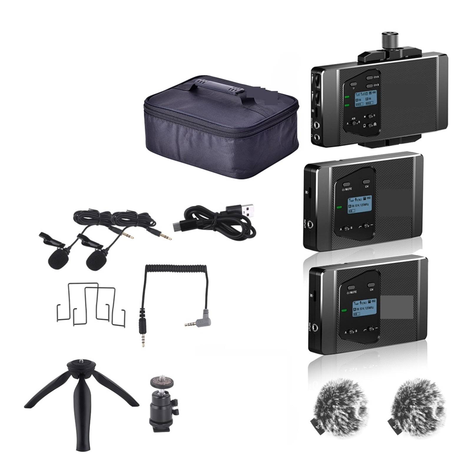 WS60 UHF Dual-channel Wireless Lapel Microphone With Phone Clip Lavalier Mic ,Easy to Operate