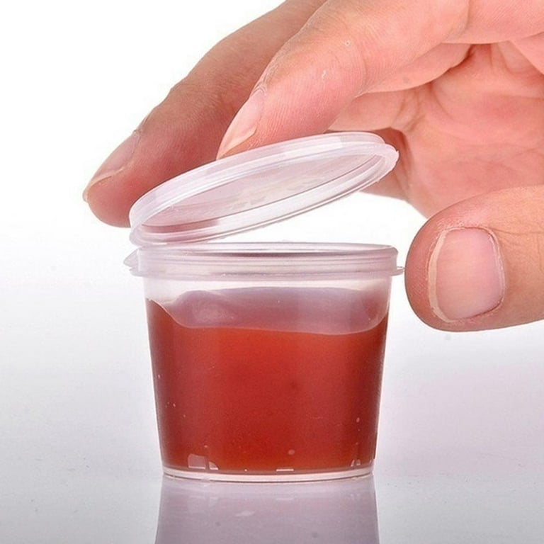 100pcs Small Food Containers Plastic Storage Tubs with Lids Deli Pots Sauce  Cups