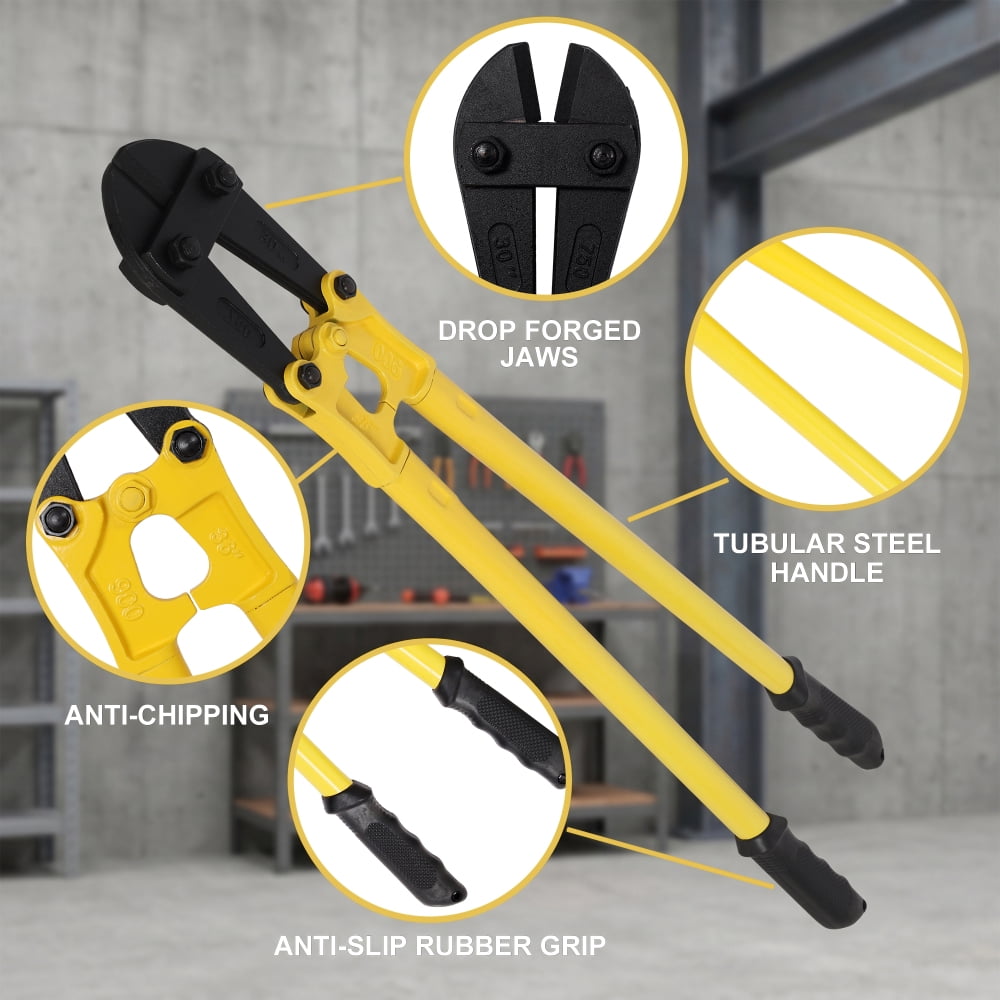 36" Heavy-Duty Medium Bolt Cutter for Fence, Steel Wire, Chain, Screws, Rivets &Padlocks, Ergonomic Soft Rubber Grip Handle