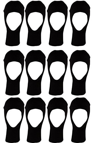 Winter Ski Mask, Black 3-Hole Cold Weather Cover for Men and Women (12 Pack 1 Hole) by Wholesale Sock Deals