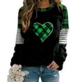 thumbnail image 5 of Kilaqueen St Patricks Day Womens Sweatshirt Crew Neck Long Sleeve Funny Plaid Pullover Tops Casual Classic Fit Holiday Vacation Sweatshirts, 5 of 5