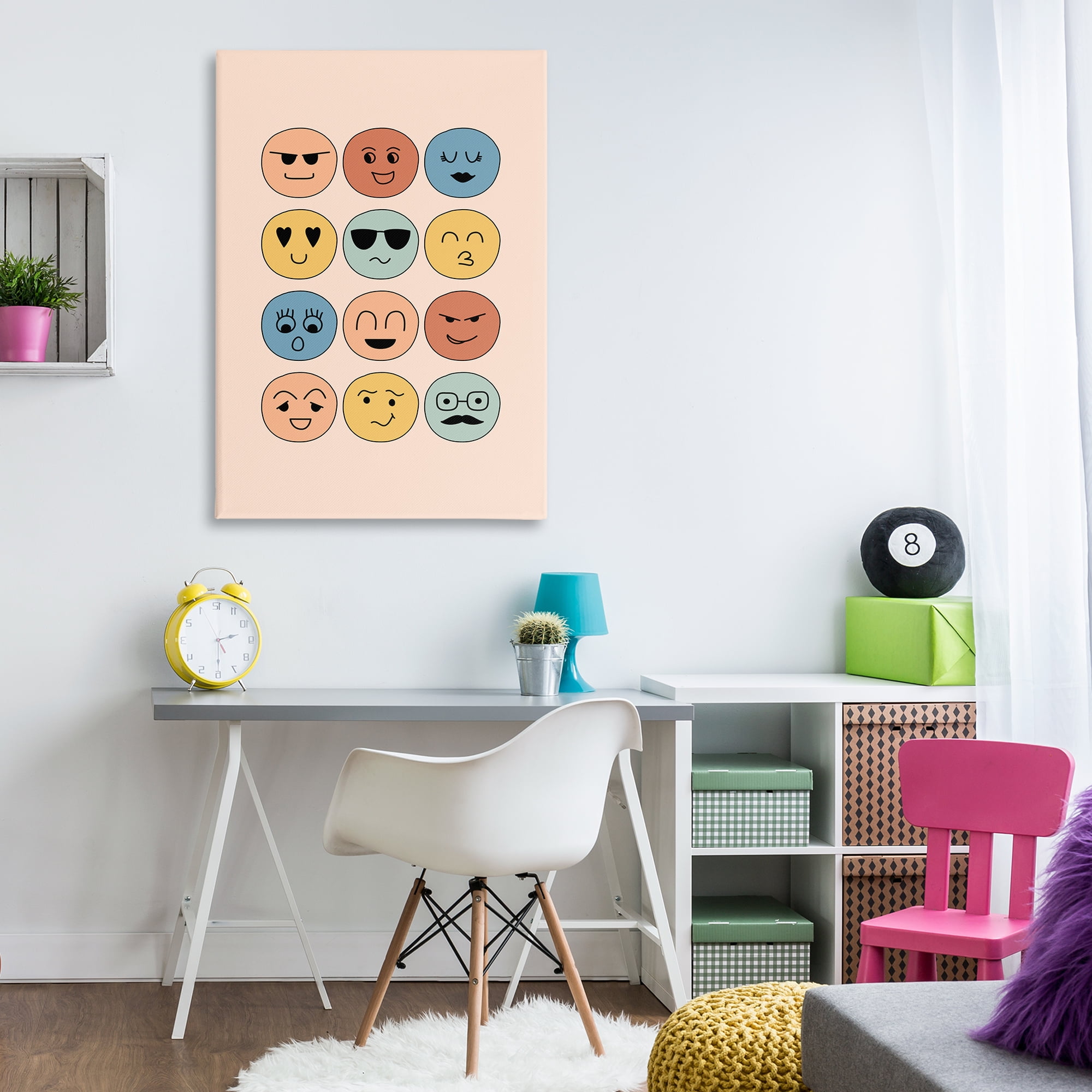 Stupell Industries Various Expression Smileys Novelty Painting Gallery Wrapped Canvas Art Print Wall Art, 30 x 45