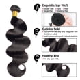 thumbnail image 2 of USTAR 100% Unprocessed Brazilian Virgin Remy Human Hair Extensions Body Wave Bundles Color Natural Black #1B 20" inch, 2 of 5
