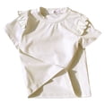 thumbnail image 3 of Eltusu Girls Cotton T-Shirts, Solid Color Soft Crewneck Short Sleeve Summer Kids Tee White Size 12-18 Months, 3 of 4