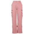 thumbnail image 4 of safuny Women's Cargo Sweatpants Jogger Cuff Pants Summer Clearance Fashion Trousers Solid Breathable Clothing Relaxed Mid Rise Leisure Comfy Pink XXL, 4 of 7