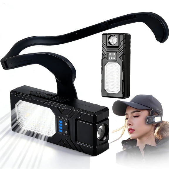 Wiher 400Lumen Portable Headlamp, Rechargeable LED Headlight with USB Data Cable 7 Brightness Levels Adjustable IPX4 Main Light Rotate 180° for Camping Hiking Caving Fishing Emergency, T7-B