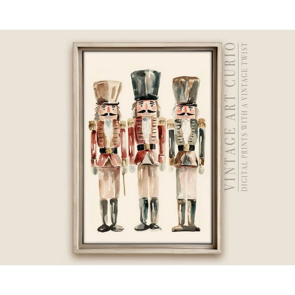 Minimalist Of Three Nutcrackers, Rustic Farmhouse Winter Decor #3706 Warm Present Vintage UNFRAMED Poster Size 8x12