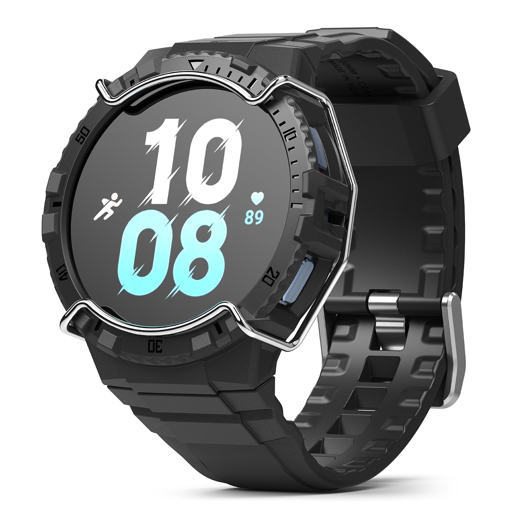 Ringke Fusion-X Guard [Band + Case] Compatible with Samsung Galaxy Watch 5 Band with Case (44mm) and Galaxy Watch 4 Strap (44mm), Shockproof Rugged Stainless Steel Wire Guard Cover - Black