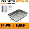 thumbnail image 3 of Stainless Steel Roasting Pan with Rack & Handles : 15.5" x 11.6"- Food Grade No Coating Dishwasher Safe - Roaster for Turkey Chicken Meat Vegetables Thanksgiving Christmas and Family Gatherings, 3 of 4