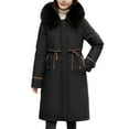 thumbnail image 2 of DPTALR George Women's Winter Fashion Slim Tooling Hooded Coat,Black,Size M, 2 of 5