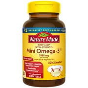 Nature Made Fish Oil Burp-Less Extra Strength Mini 1080 mg Omega-3 Supplement, 80 Count