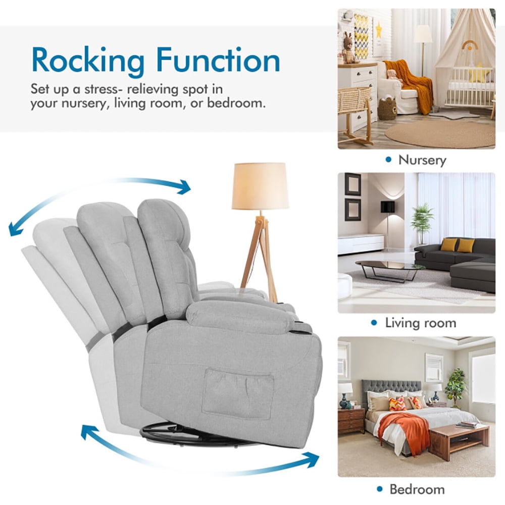 Finihen Massage Recliner Chair, Massage Rocking Recliner Chair with Heat and Vibration, for Living Room, Bedroom, Gray Finihen Massage Recliner Chair, Massage Rocking Recliner Chair with Heat and Vibration, for Living Room, Bedroom, Gray