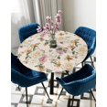 thumbnail image 5 of Spring Rose Flower Kitchen Fitted Tablecloth for Round Table Cover with Elastic Edge,Aesthetic Floral Superposition Waterproof Table Cloth,Pastoral Botanical Circle Table Covers for Indoor 36-44in, 5 of 6