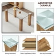thumbnail image 5 of Modern Glass Coffee Table Accent Rectangular Tea Table with Glass Tabletop, Wood Legs Center Table, 5 of 7
