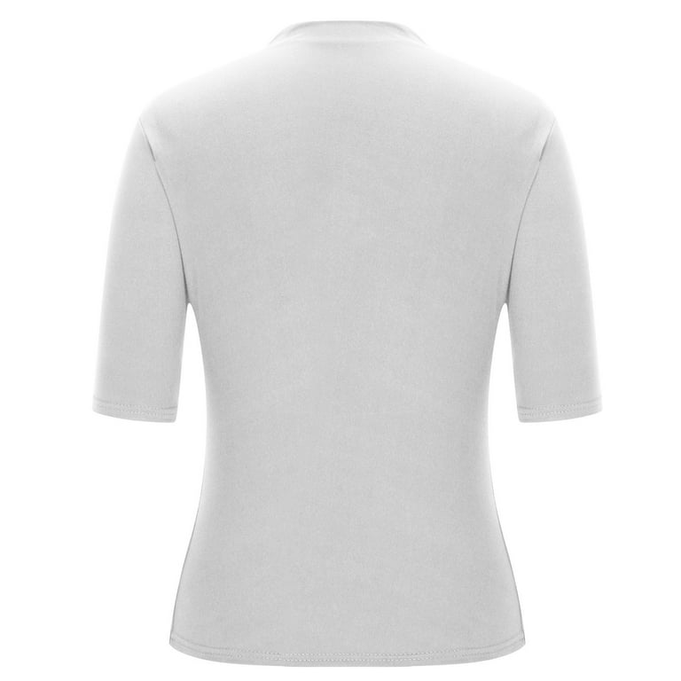 YYDGH Women's Mock Neck Half Sleeve Tops Slim Fit Ribbed